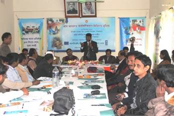 Description: Participants are seen attending at media workshop on Village Courts on December 15 at Vandaria Pirojpur (2)